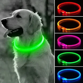 LED šunų antkaklis, USB įkraunama blykstė šunų karolių lemputė, naminių gyvūnėlių saugos antkaklis leidžia jūsų mylimiems šunims būti matomiems naktį
