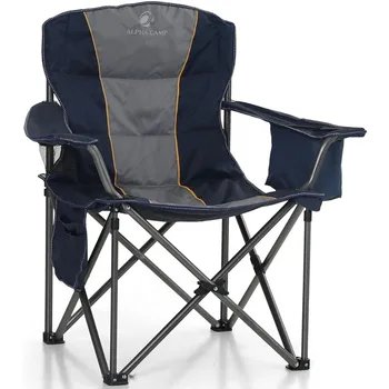 LET's CAMP sulankstoma kempingo kėdė Negabaritinė paminkštinta lauko kėdė su puodelio laikikliu ir vėsesniu krepšiu