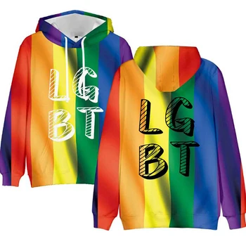 LGBT pasididžiavimo mėnuo 3D spausdinti oversized moterų/vyrų džemperiai su gobtuvu LGBTQ gėjų biseksualių lesbiečių vaivorykštės megztiniai su gobtuvu paltai