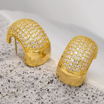 Lifefontier Išskirtinis blizgus cirkonio lankelio auskaras moterims Naujo dizaino aukso sidabro spalvos kalnų krištolas C tipo papuošalai Vestuvinis auskaras
