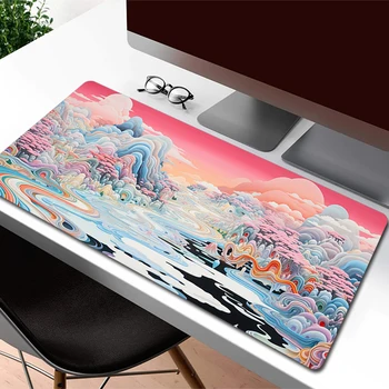 Line Mousepad Game HD Print Keyboard Mouse Mat Office Large Gaming Mouse Pad Art Locking Edge Keyboard Pads Non-Slip Accessories