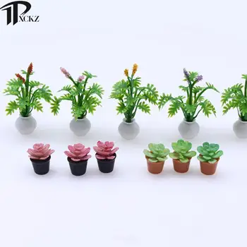 Lėlių namelio mini modeliavimas Sultingas miniatiūrinis mini medis, vazoninis žaliam augalui vazonėlyje Lėlių namų baldai Namų dekoras