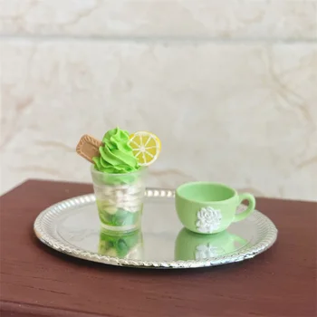 Lėlių namelio miniatiūriniai daiktai Ledai Mini citrinų vaisių avižinių dribsnių puodelis Pieno arbatos puodelis lėlių namų aksesuarams Virtuvės gėrimas Desertas
