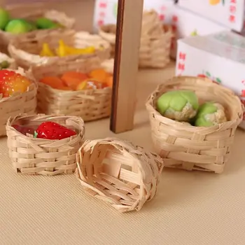 lėlės aksesuarai Miniatiūrinis lėlių namelio dekoravimas Austas krepšelis Duonos vaisiai 1:12 Mastelis Mini audimo dėžutė Pirkinių krepšelis