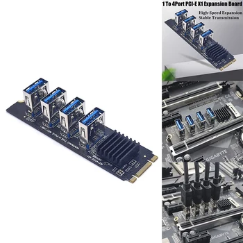 M.2 NVME į 4Port PCI-E 1X stovo kortelė M.2 MKEY PCI-E adapteris USB3.0 PCI-E grafikos išplėtimo plokštė ASM1184E lustas