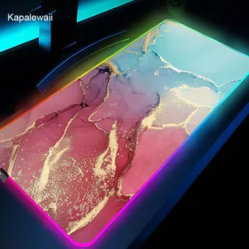 Marmurinis pelės kilimėlis Didelis RGB šviečiantis pelės kilimėlis LED spalvingi stalo kilimėliai su foniniu apšvietimu Žaidimo užrakinimo kraštas Guminis pelės kilimėlis Klaviatūros pelės kilimėlis