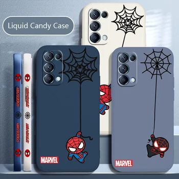 Marvel SpiderMan mini telefono dėklas, skirtas OPPO Find X5 X3 X2 neo Pro Lite A5 A9 2020 A53S 4G 5G Liquid Left Rope Candy Cover Fundas