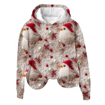 marškiniai su gobtuvu Subtilus džemperis su gobtuvu Moteriški megztiniai Nauji ilgomis rankovėmis Kalėdiniai marginti moteriški džemperiai Nemokamas pristatymas Ropa
