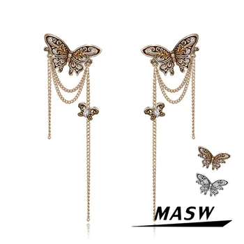 MASW Originalus dizainas Vintažinis temperamentas Aukštos kokybės žalvariniai drugelio auskarai moterims Mergaitės dovana Mados papuošalai 2023 Nauja