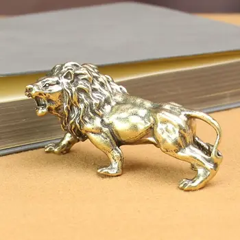 Mažoji liūto statula Kūrybinė vario dirbinių gryno vario žalvario liūto skulptūra Liūto forma Antikvariniai liūto papuošalai Arbatos augintinis