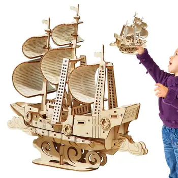 Medinė valtis Dėlionė Medinė burinė valtis Statybinių laivų rinkinys Burinė valtis Medinių amatų konstravimo modelio rinkinys mergaitėms Berniukų gimtadienis