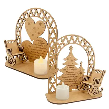 Memorialinis kalėdinių žvakių ornamentas Atminimo ornamentas su medine supamąja kėde Arbatžolė su žvakidės laikikliu verandai