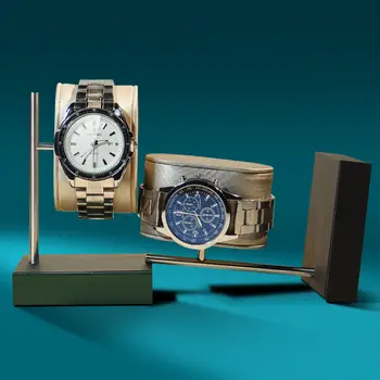 Metalinis laikrodžių ekrano laikiklis PU odinių papuošalų organizatoriaus ekrano stovas apyrankių laikrodžių laikymo lentynai
