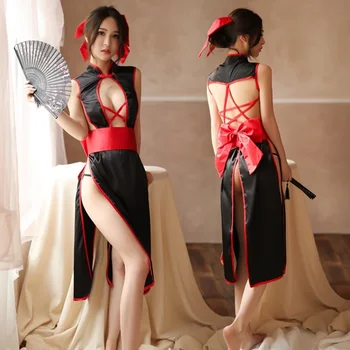 Miego drabužiai Moteriški japoniški drabužiai su seksualiais apatiniais drabužiais Padalinta suknelė Haori Kimono Pižama be rankovių Diržas Suaugusi mergina Naktiniai marškiniai 11475