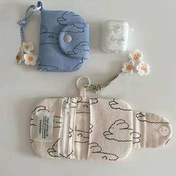 Mielas kortelių laikiklis Piniginė mergaitėms Nešiojama mažos moters piniginė su raktų pakabuku Daugiasluoksnė drobė Monetų laikymo krepšys Korėjietiško stiliaus maišelis