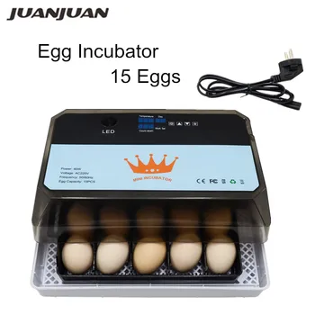 Mini 15 kiaušinių inkubatoriai Skaitmeninis automatinis temperatūros valdymas Namų ūkis Vištienos antis Putpelių peryklų kiaušinių inkubatorius HT-15