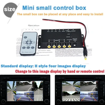Mini automobilis 4 krypčių kameros vaizdo IR valdymas Parkavimo kamera padalinto ekrano vaizdo valdymo dėžutė kairiajam dešiniajam priekiniam galiniam keitikliui