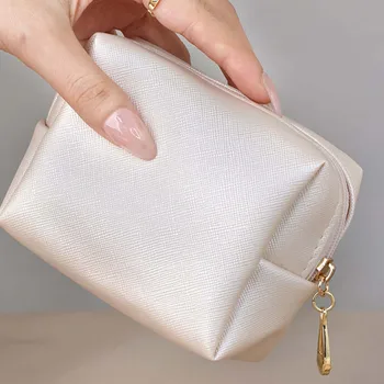 Mini grynos spalvos aštuonkampis kosmetikos krepšys Lengva daugiafunkcinė maža piniginė monetų raktų kortelei