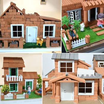 Mini namas, vila, plastikinės durys ir langai, namo modeliavimas ir miniatiūrinė apdaila 