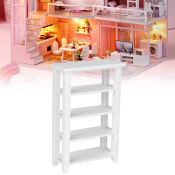 Miniatiūriniai baldai Modelis 4 sluoksniai Lentynos vitrina 1: 12 lėlių namo atsarginių dalių priedai