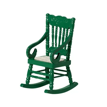Miniatiūrinės supamosios kėdės 1:12 Mini baldai Medinės kėdės modelio priedas