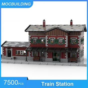 MOC statybiniai blokai Traukinių stotis Lengvųjų automobilių signalo bokšto modelis Transporto ekranas Architektūra Xmas žaislai Dovanos 825VNT