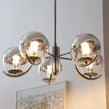 Modern Creative Chrome lubų šviestuvas Miegamojo restoranas Meno parodos pakabinama lempa Galvanizuotas korpusas LED apšvietimo dekoras