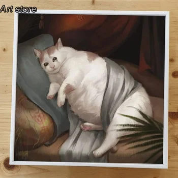 Modern Crying Fat Cute Cats Vintage Art Canvas Paintings Plakatai ir spaudiniai Sienų meno paveikslėliai svetainės dekoravimui Cuadros
