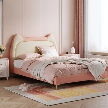 Modern Toddler Vaikiškos lovos Princesės palėpės dizainas Prabangios medinės vaikiškos lovos Grindys Namas Lit Enfant miegamojo baldai SR50CB