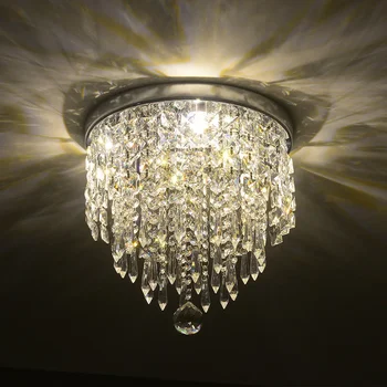 Modernus krištolo lubų šviestuvas Prabangus LED šviestuvas Maža auksinė/sidabrinė lempa svetainei Prieškambaris Balkonas Namų dekoras