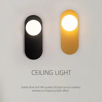 Modernus LED sieninis šviestuvas Minimalistinis juodo aukso geležies apmušalai miegamajam Prieškambario laiptai Naktinė svetainė Pagrindinis Dekoratyviniai šviestuvai