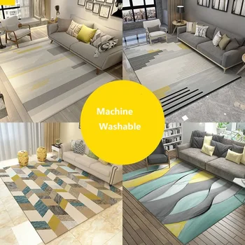 Modernūs geometriniai stori kiliminiai durų grindų kilimėliai - neslystantys kambario kilimėliai virtuvei ir svetainei