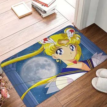 Moon Girl Anime durų kilimėlis Vonios kambarys Sveiki atvykę Kilimėlis Įėjimas į namus Svetainė Supjaustyta Graži mergina Neslystančių grindų kilimėlis Durys Kilimėlis Plotas Kilimėliai
