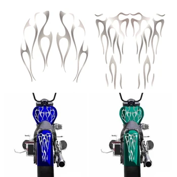 Motociklo liepsnos lipdukų rinkinys Matinis sidabro dujų bakas lipdukai dujų bakui & Sparno dekoratyvinės lipdukų motociklų dalys