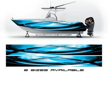 Mėlyna ir juoda Dūminė grafinė vinilinė valtis Apvyniokite lipdukų žvejybą Bass Pontoon Sportsman Tenders Console Bowriders Deck Boat Watercraft