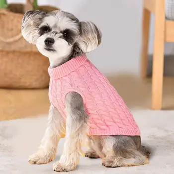Naminių gyvūnėlių megztinis Elastinis naminių gyvūnėlių megztinis Stilingi žieminiai naminių gyvūnėlių megztiniai Atlapai Vėžlio kaklo dizainas katėms šunims, kad jie būtų šilti madingi