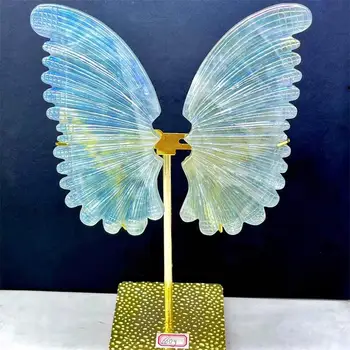 Natūrali aura Kvarco drugelio sparnai Krištolo drožybos amatai Gydomoji energija Akmens namų dekoravimas Fengshui gimtadienio dovana 1pair