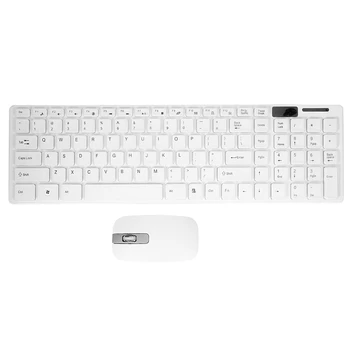 Nauja belaidė plona balta klaviatūra + belaidis optinių pelių rinkinys asmeniniams ir nešiojamiesiems kompiuteriams