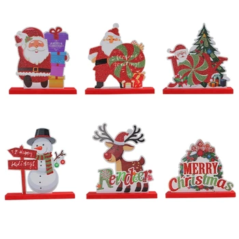 Nauja kalėdinė dekoracija Medinis stalviršis Stovintys ornamentai Sveiki atvykę Xmas Noel Laiškas Medžio ženklas Linksmas Kalėdų dekoras