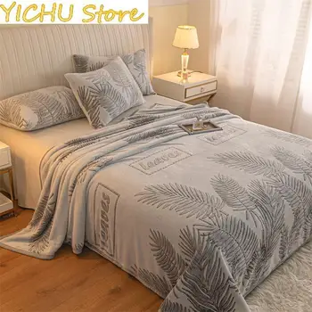 Nauja mėtoma antklodė lovai Pūkuotos pledinės antklodės ant sofos Vienspalvės lovatiesės Dekoratyvinės karaliaus dydžio koralų vilnos antklodės