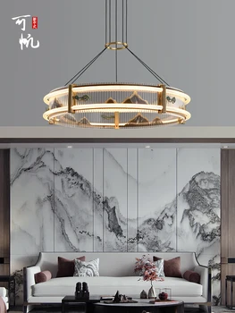 Naujas kinų stiliaus varinis šviestuvas svetainėje Kinų stilius Elegantiškas valgomojo ratas ir kūryba