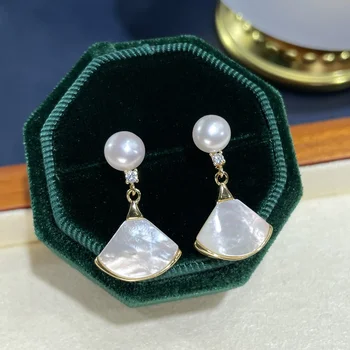 Naujas mažas sijonas Retro stiliaus 925 sidabrinė auskarų adata Natūralus baltas perlas moterims