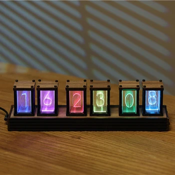 Naujas RGB LED vamzdžių laikrodis Senovinis skaitmeninis Nixie laikrodis 6 bitų laiko nuotraukų ekranas Retro stalo laikrodžio kupolo dekoravimas