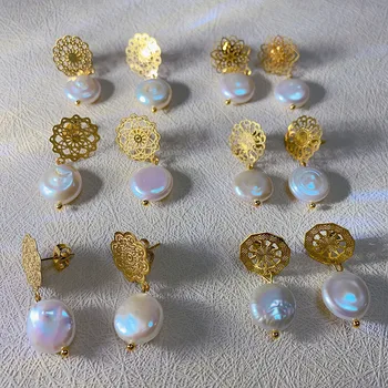 Nauji išskirtiniai natūralaus baroko gėlavandenių perlų smeigės auskarai moterims 18K paauksuoti nerūdijančio plieno papuošalų didmeninė prekyba