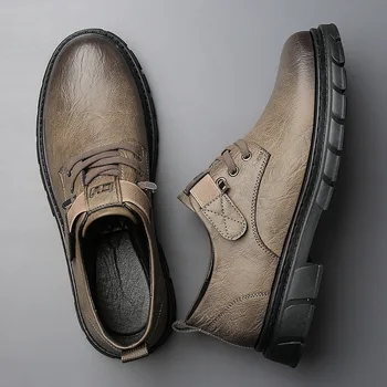 Nauji vyrų mados darbo batai Anti slip Breathable British Style Universalūs trumpi batai Youth Retro Zapatos para hombres Platforma