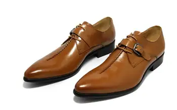 Naujo stiliaus kvapą gniaužiantys nėriniai madingi suknelės bateliai rankų darbo natūralios odos smailus pirštas oficialūs verslo batai vyrai