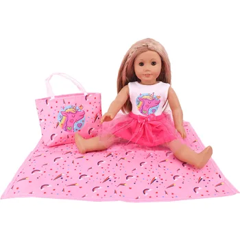 Naujo stiliaus lėlių šeimos žaislas 18 colių amerikiečių mergaičių lėlė lauko valgomojo kilimėlio krepšio priedų derinys