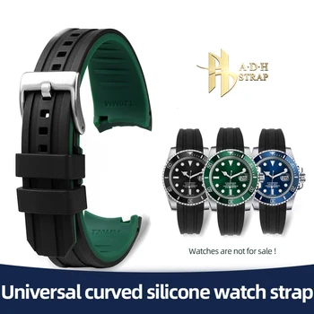 Neperšlampamas silikoninis laikrodžio dirželis Casio Seiko NO.5 Black Green Water Ghost Citizen Watch Band 20mm 22mm lanko sąsaja