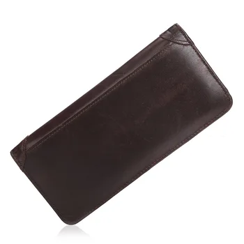 New Arrival Men's Casual Genuine Leather Handheld Wallet Head Cowhide Money Clip Clutch Zipper Bag