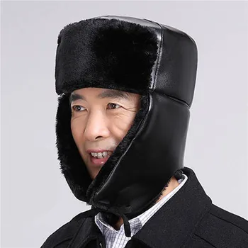 New Hot Russia Adult Caps Men Bomber Hats Male Casual Winter Warm Cap Comfortable Solid Color Simple Male Cap All-Match